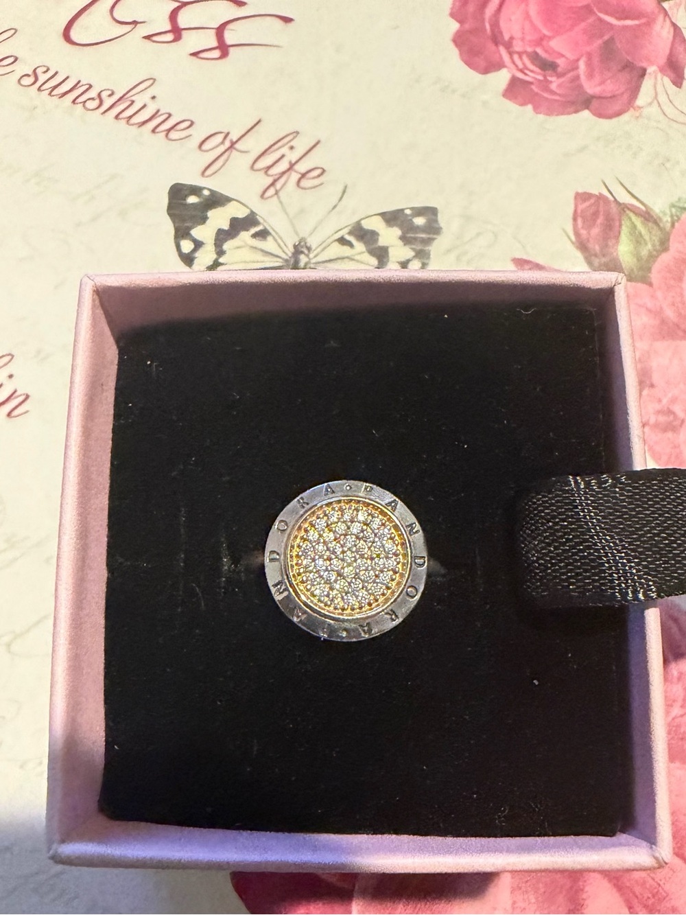 Authentic Pandora Signature Ring with 14K Gold Ring #196231CZ